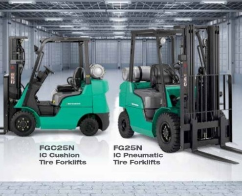 The green color Forklift trucks from Miami industries at Dayton, OH