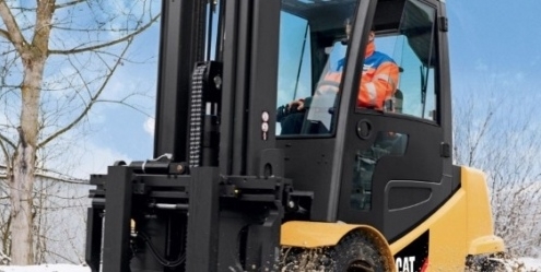 The Man works with forklift n heavy snow, OH.